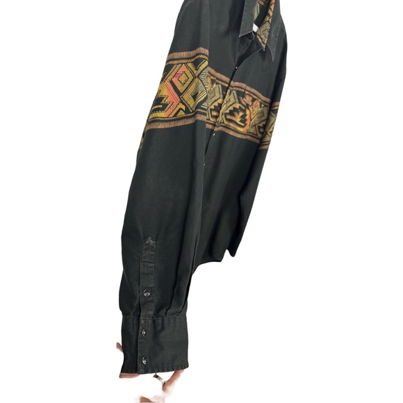 VTG Roper Black Aztec Snap Front Long Sleeve Western Shirt Men’s Size X-Large - Picture 3 of 9